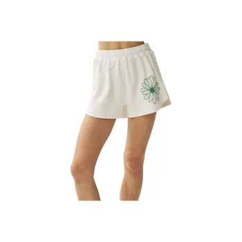 MARDI MERCREDI SS25 MINI SWEAT SHORTS FLOWER_WHITE GREEN Casual Shorts Korean Style Women's White Green