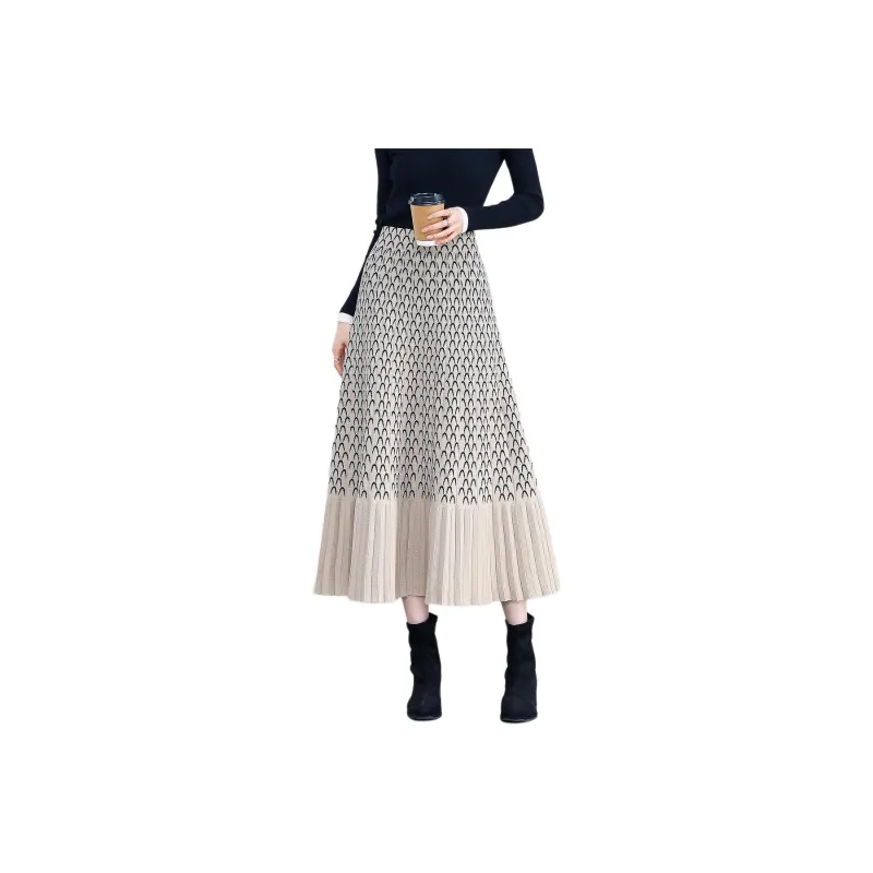 【dme】 Knit Long Skirt Women's Apricot-0