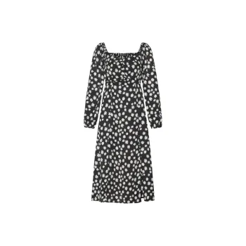 MO&CO Long Sleeved Dresses Women's Black With Mixed Print