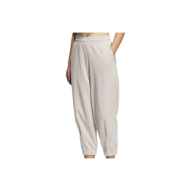 Adidas Knitted Sports Pants Women's Beige-1