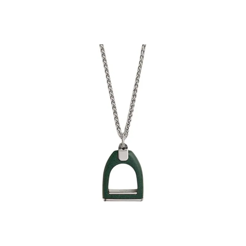 HERMES Copper Alloy, Metal, Palladium Plated, Leather Necklaces Men's Silver-2
