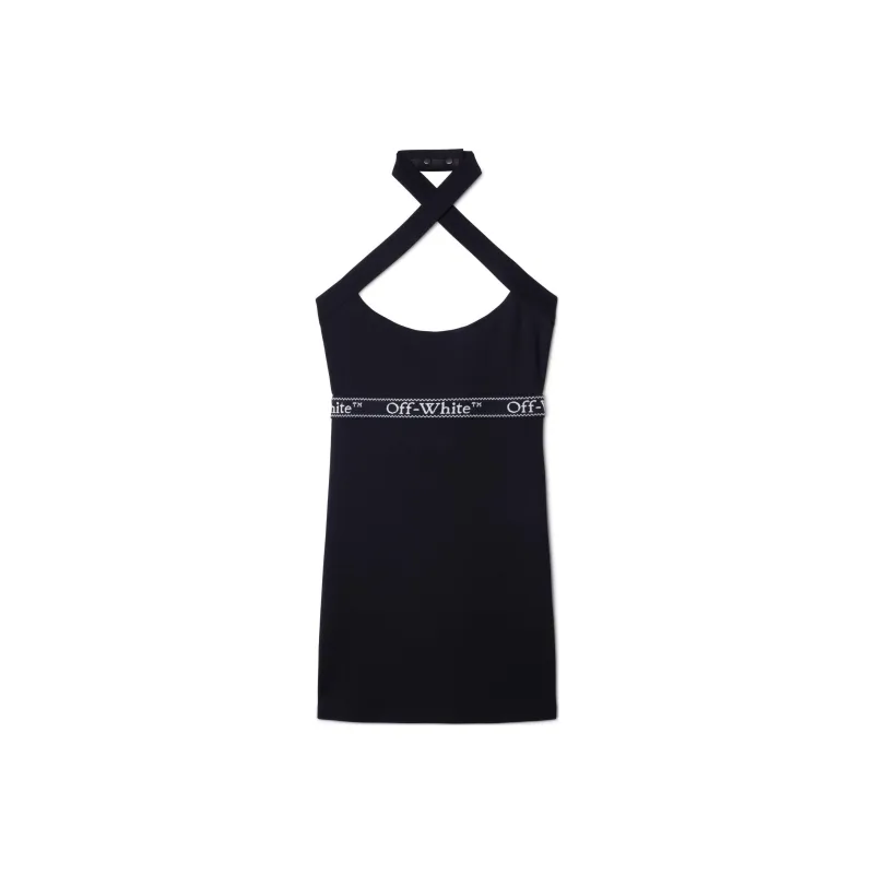 OFF WHITE Logo Band Cross Over Dress-0
