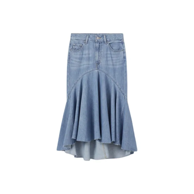 Levi's Denim Long Skirt Women's Light Blue-0