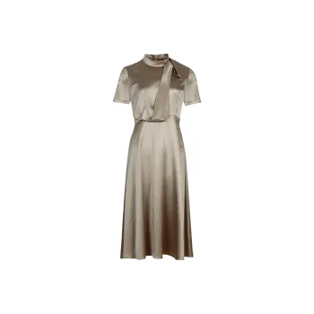 BBLLUUEE Short Sleeved Dress Women's Champagne Coffee