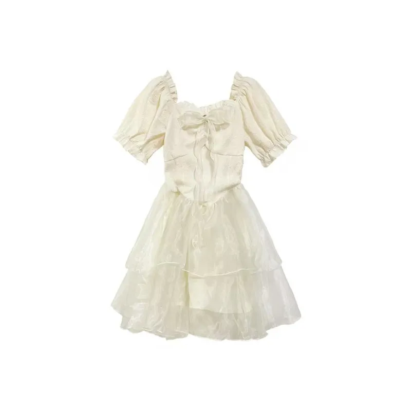 PLAY BUSH Short Sleeved Dress Women's Apricot-0