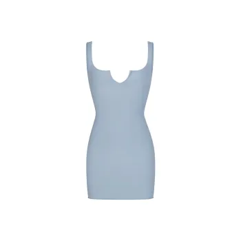 SKIMS SS24 RAW EDGE SLIT FRONT MINI DRESS Slip Dresses Women's DENIM/Denim