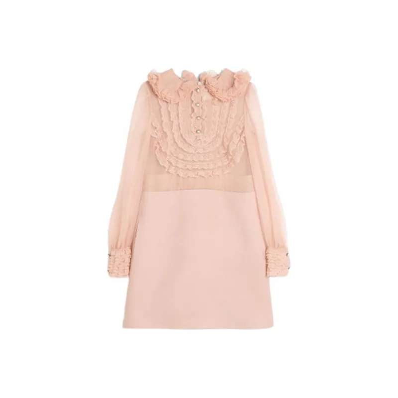 Valentino Crepe Couture Lace Detailed Dress-0