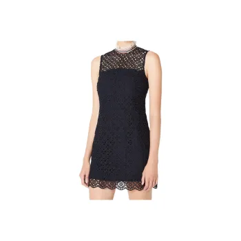 Sandro A Lace Dress With Braids At The Neckline Sleeveless Dress Women's DARK NAVY/Dark Marine Blue