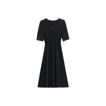 Si Bei'er Short Sleeved Dress Women's Black