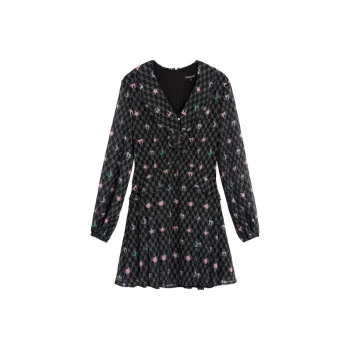 Bebe SS23 Long-Sleeved Dresses Women's Black Multicolor