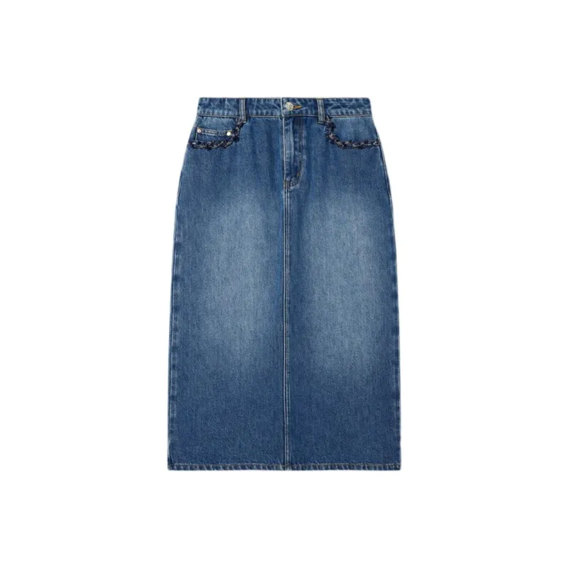 Goodland Denim Long Skirts Women's Vintage Blue-0