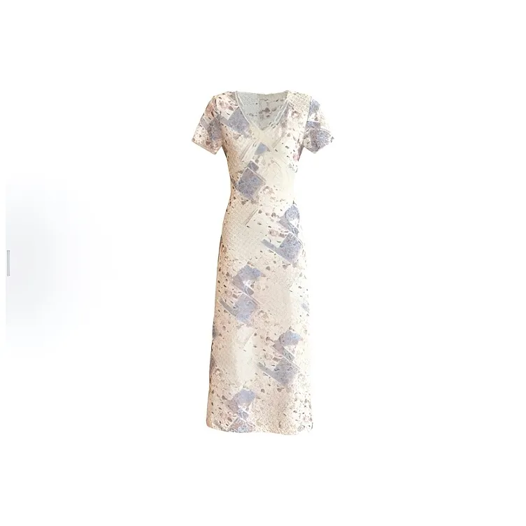 XIAOJUCHUANLI Short Sleeved Dress Women's Light Yellow-0