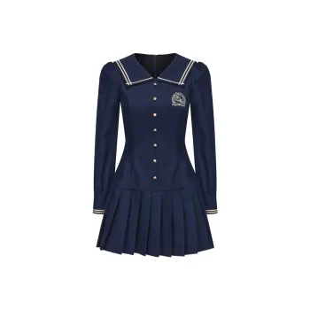 AFGGD Long Sleeved Dresses Women's Blue