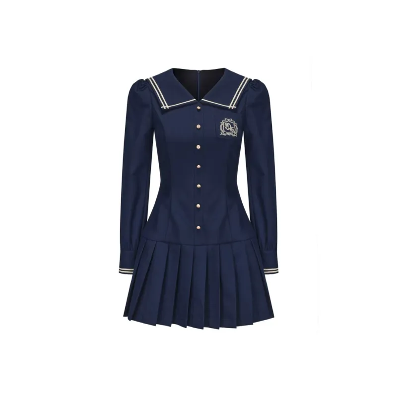 AFGGD Long Sleeved Dresses Women's Blue-0