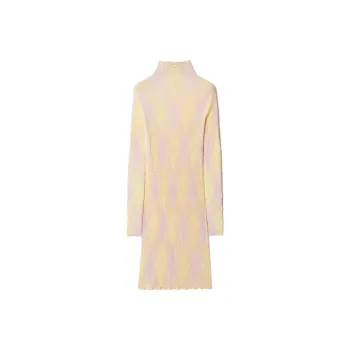 Burberry Argyle Ribbed-Knit Long Sleeved Dress