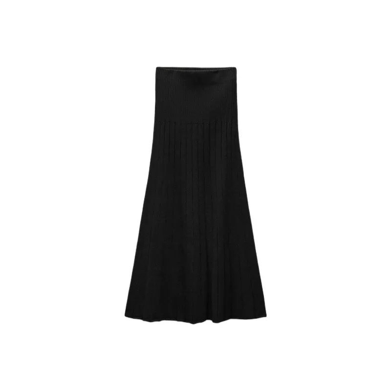 ZARA Knit Long Skirts Women's Black-0