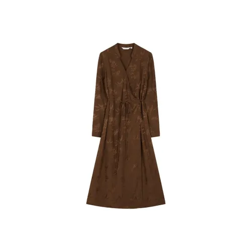 IHIMI Long-Sleeved Dresses Women's Nut Brown