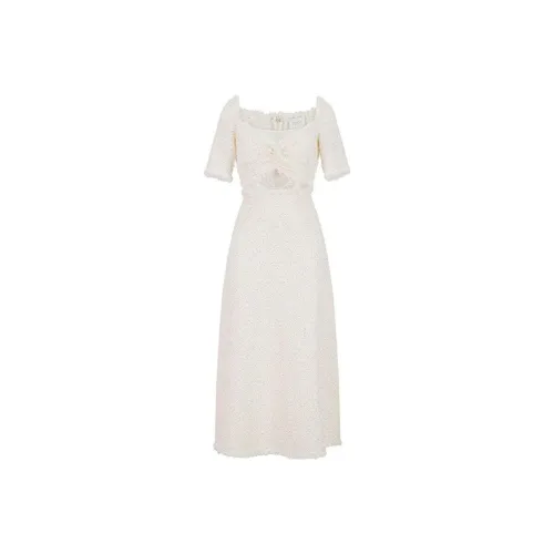 Tartine Et Chocolat denim floral-embroidered dress Blue
