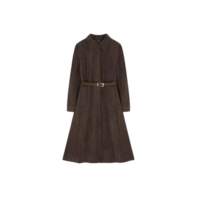 IHIMI Long Sleeved Dresses Women's Dark Coffee-0