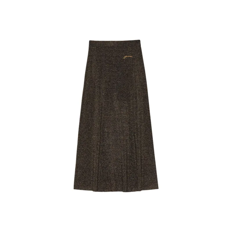 GANNI Logo Embroidered Knit Maxi Skirt-0