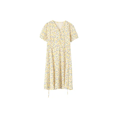 ONE PASS STUDIO Short-Sleeved Dresses Women's Light Yellow