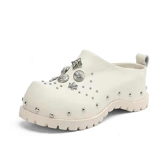 Su Yanjiao Stud Metal Abrasion Resistant Closed Toe Slippers Women's-6