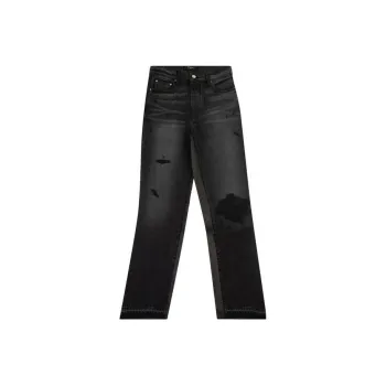 AMIRI Leather Hybrid Cropped Jeans 'Black'