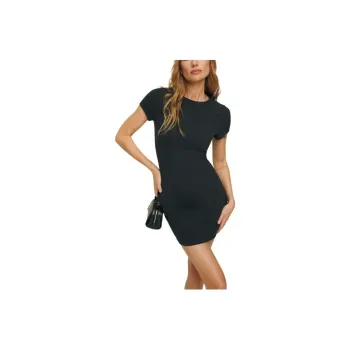 REFORMATION Nadia Knit Dress Short-Sleeved Dresses Women's Black