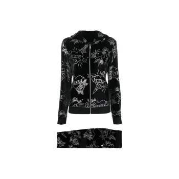 PHILIPP PLEIN Heart Velvet Tracksuit Set