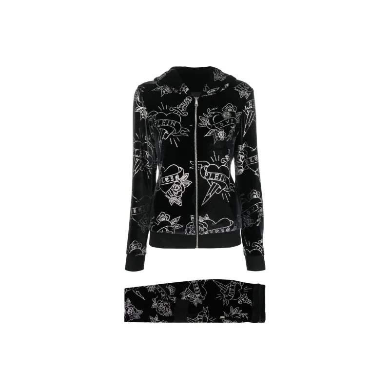 PHILIPP PLEIN Heart Velvet Tracksuit Set-0