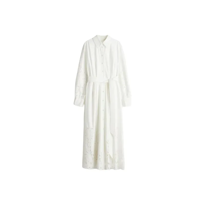 H&M Long Sleeved Dresses Women's White-0