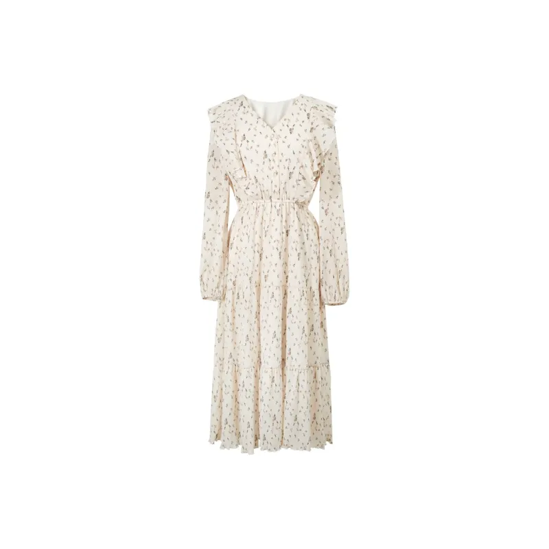 3COLOUR Long-Sleeved Dresses Women's Beige Yellow-0