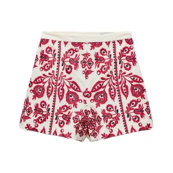 ZARA ZW Series Casual Shorts Women's White/Red