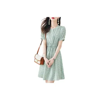 Still Quiet Short-Sleeved Dresses Women's Green