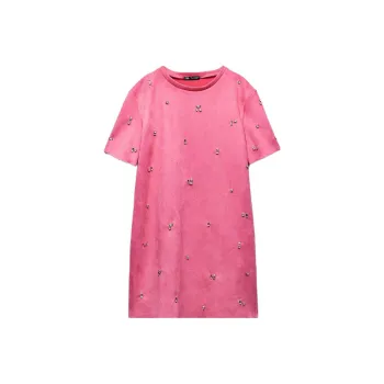 ZARA Short-Sleeved Dresses Women's Dark Purple Red