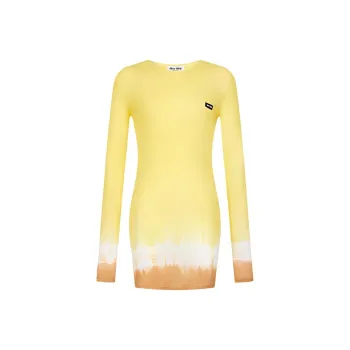 MIU MIU SS24 Long-Sleeved Dresses Women's Yellow
