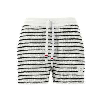 THOM BROWNE Logo Patch Striped Drawstring Shorts