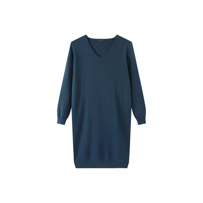 EIDOLON GRAIN Long Sleeved Dress Women's Dark Blue-0