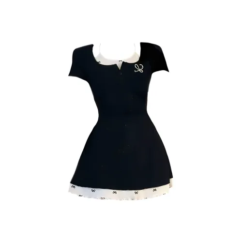 COMMA GIRL Short Sleeved Dress Women's Black