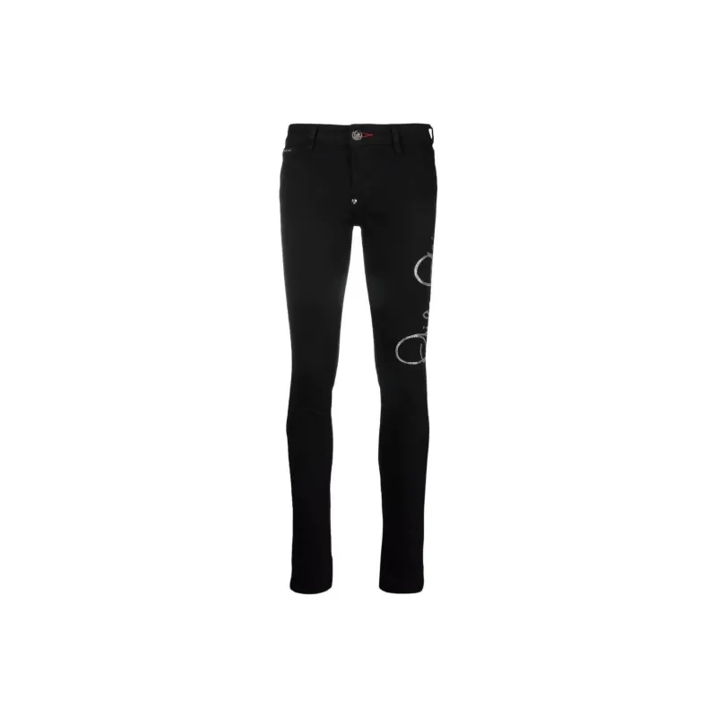 PHILIPP PLEIN Logo embellished High waisted Skinny Jeans-0