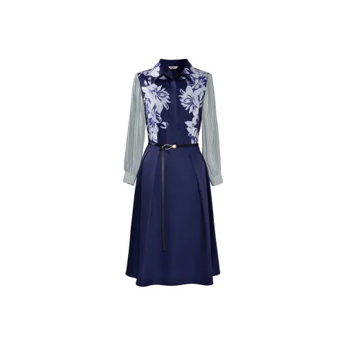 DIFFIE RIEGER Long-Sleeved Dresses Women's Navy Blue