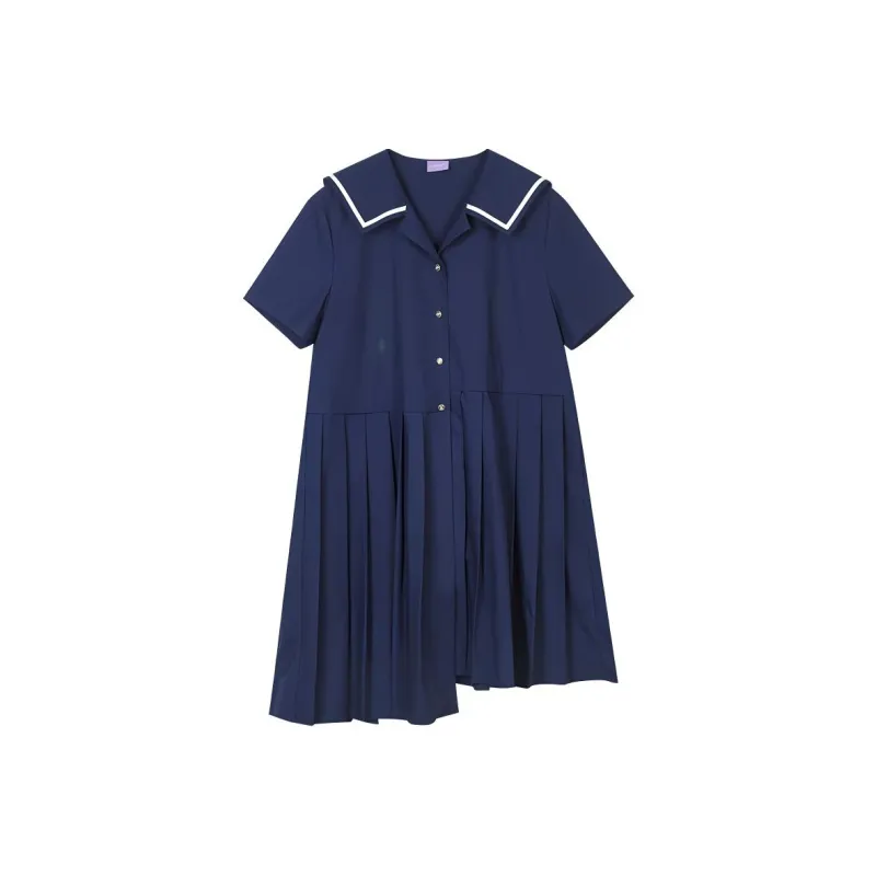 Omont Short Sleeved Dress Women's Navy Blue-0