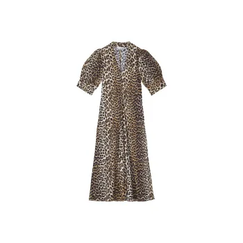 GANNI Leopard Printed Midi Dress