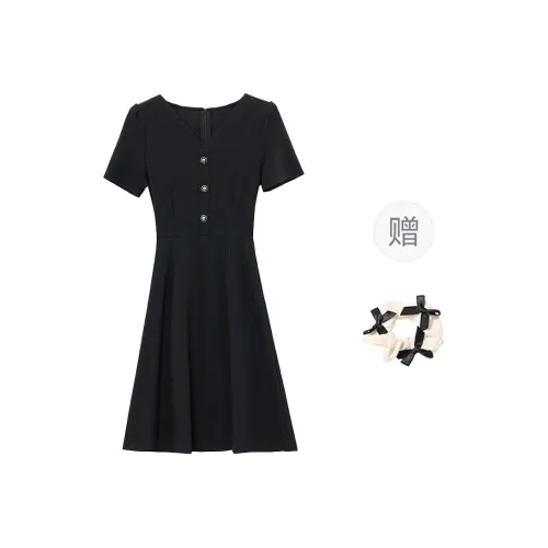 TORIGHT Short Sleeved Leather Women's Black+Bowknot Hair Tie Comes With