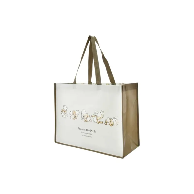 Disney Winnie The Pooh Series Polyester Tote Bag, Shopping Bag, Shoulder Bag Medium Size Unisex Ecru-1
