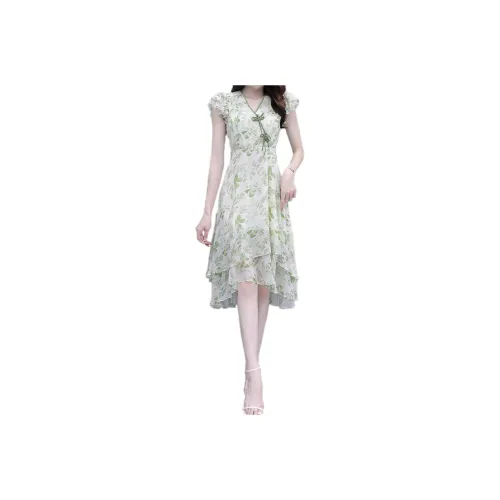 Mapping Short-Sleeved Dresses Women's Emerald Green