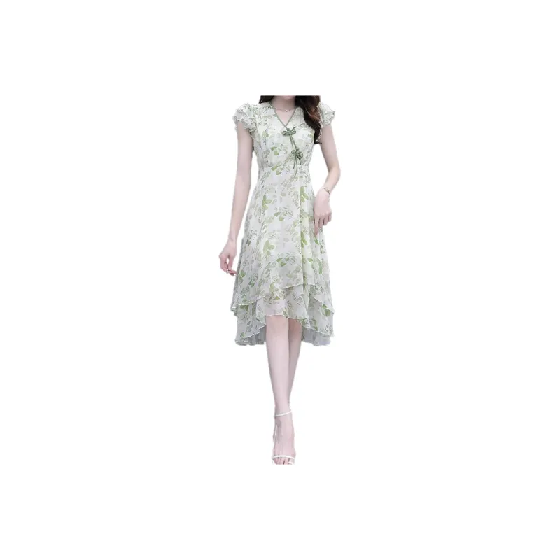 Mapping Short Sleeved Dresses Women's Emerald Green-0