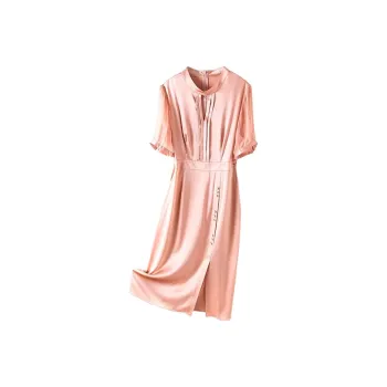 Yi Mengyuan Short Sleeved Silk Dress Women's Pink