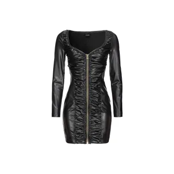 PINKO Ruched Faux leather Dress
