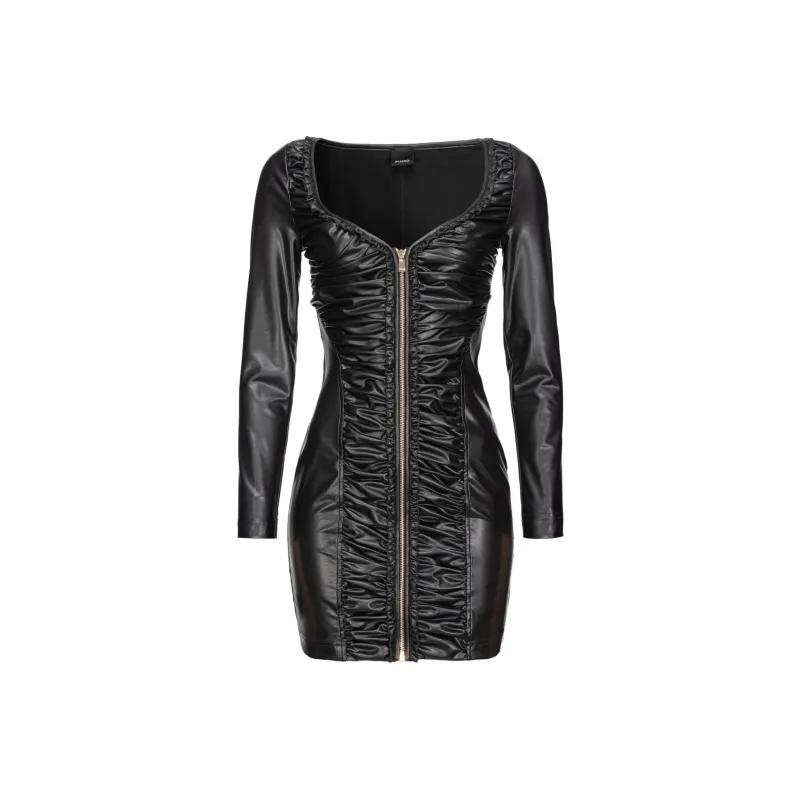 PINKO Ruched Faux leather Dress-0